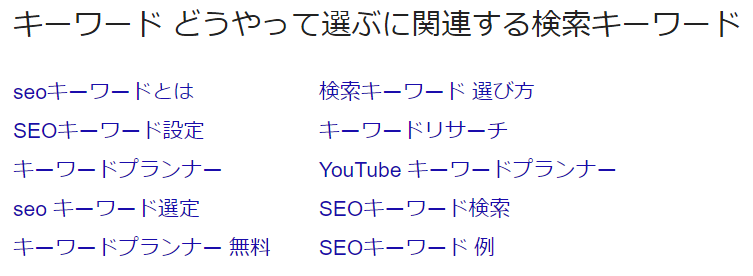 キーワード選定方法の解説 Google検索 関連キーワード